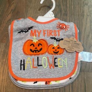 Baby First Halloween Bib Bats Jack O Lantern Unisex‎ Boy Girl NEW